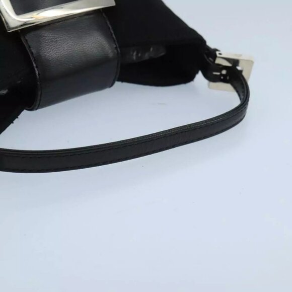 FENDI Mini Croissant Hand Bag Nylon Black Silver Auth - Picture 10 of 15